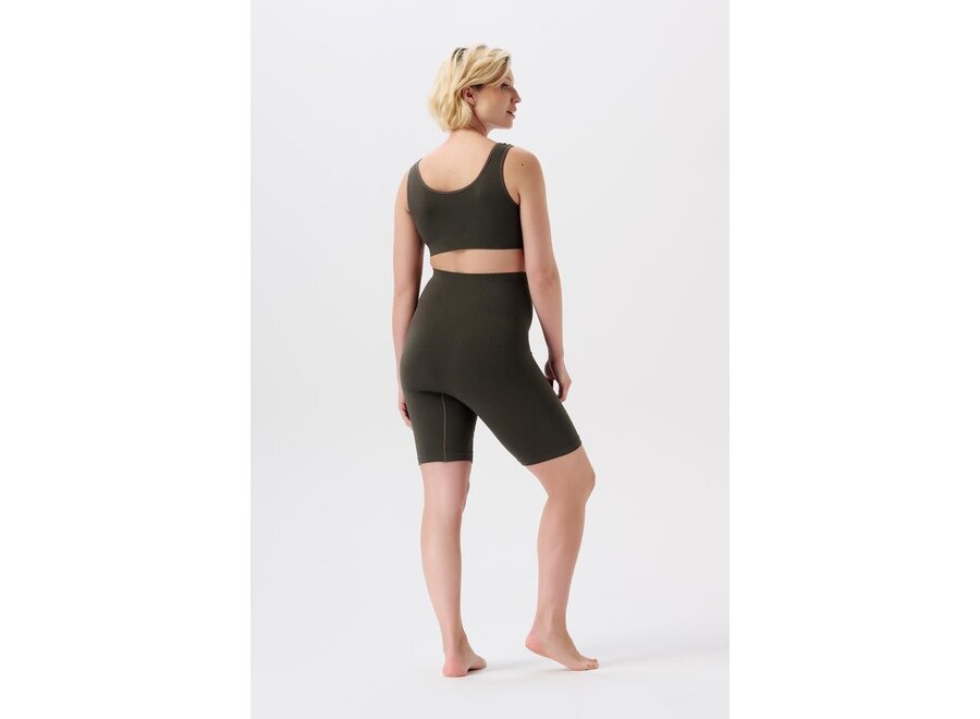 Gayla seamless nursing rib cross top olive