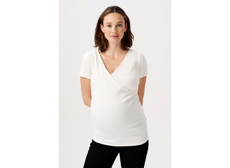 Sanson nursing rib top SS - Cream