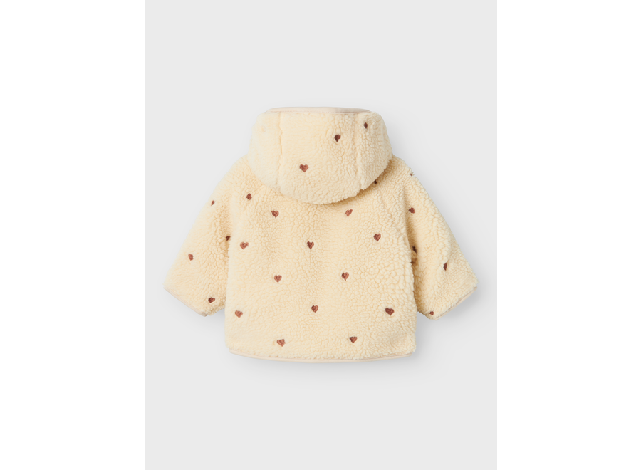 Jacket Nalo loose sherpa - Sandshell/Emb hearts