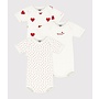 Romper korte mouw 3 pack rood hartje