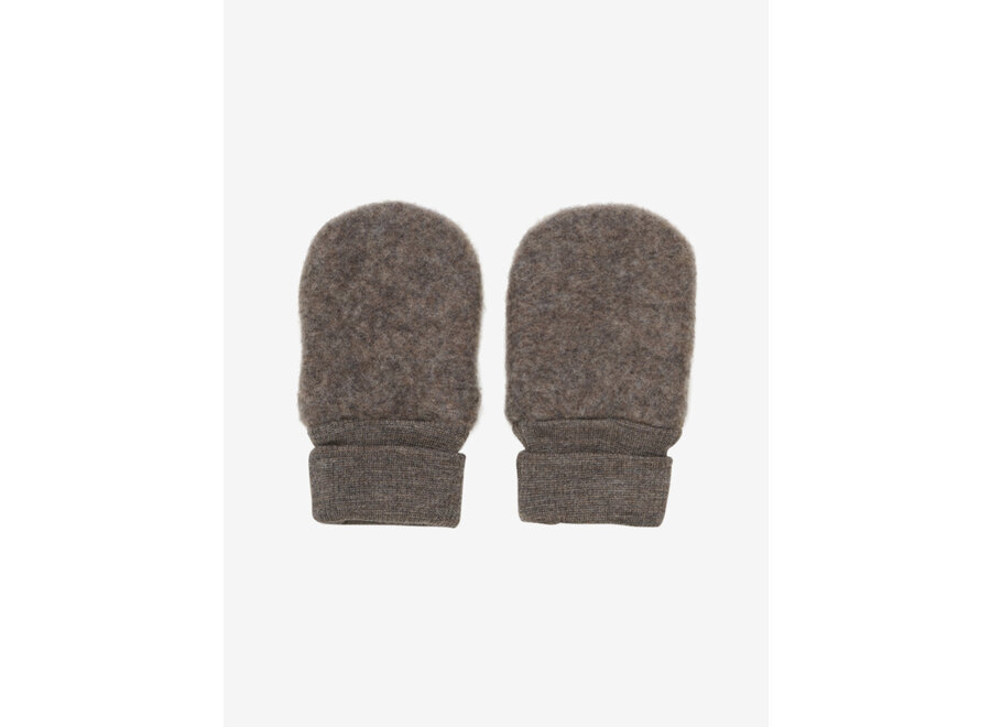 Mittens wool fleece | Wanten - Brown Melange