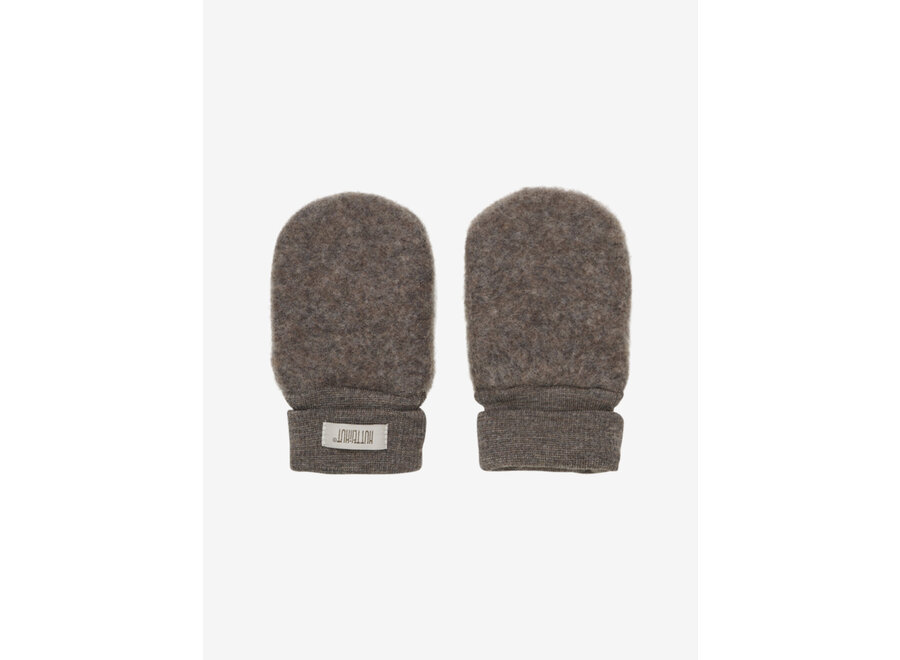 Mittens wool fleece | Wanten - Brown Melange