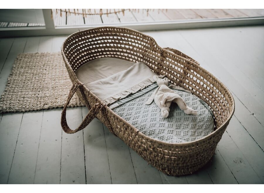 Wieglaken en hoeslaken set ruffle Faro - Warm white