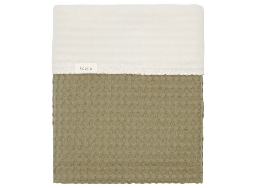 Wiegdeken cotton fleece wafel Amsterdam 100x75cm - Moss