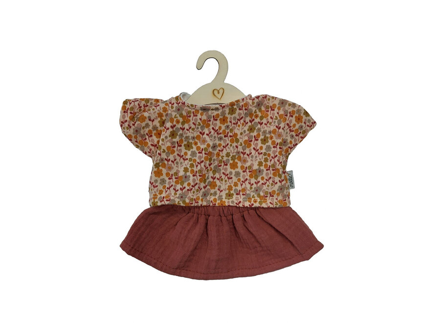 Poppenrok en -shirt blush happy flower
