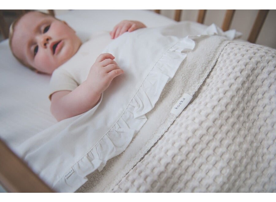 Wiegdeken wafel/teddy Oslo - natural/pebble, 100x75