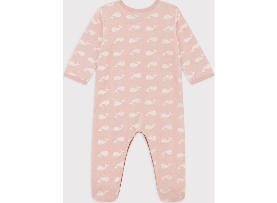 Jumpsuit met voet walvissen - roze