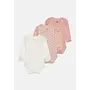 Romper lange mouw 3 pack roze streepje/hartje