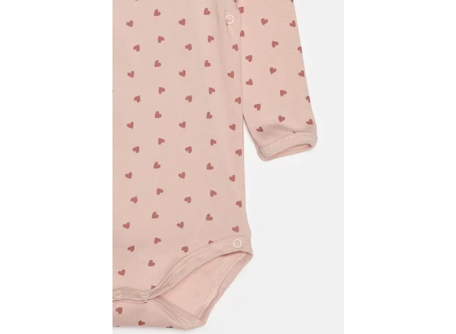 Romper lange mouw 3 pack roze streepje/hartje