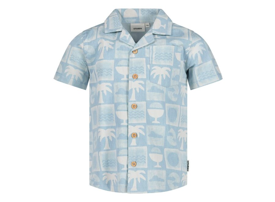 Overhemd k/m AOP - The Good Life Chambray
