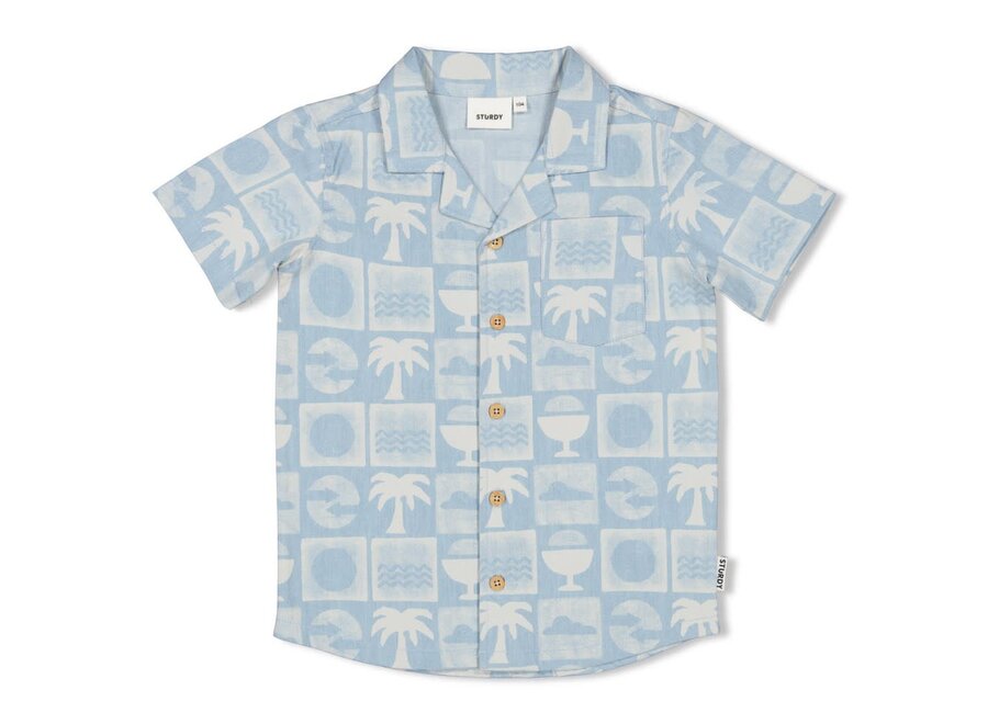Overhemd k/m AOP - The Good Life Chambray