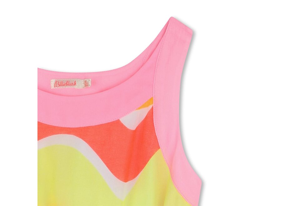 Crepe dress with straps yellow