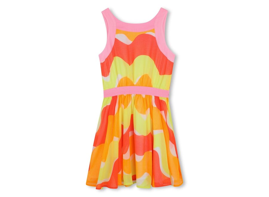 Crepe dress with straps yellow