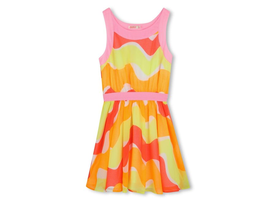 Crepe dress with straps yellow