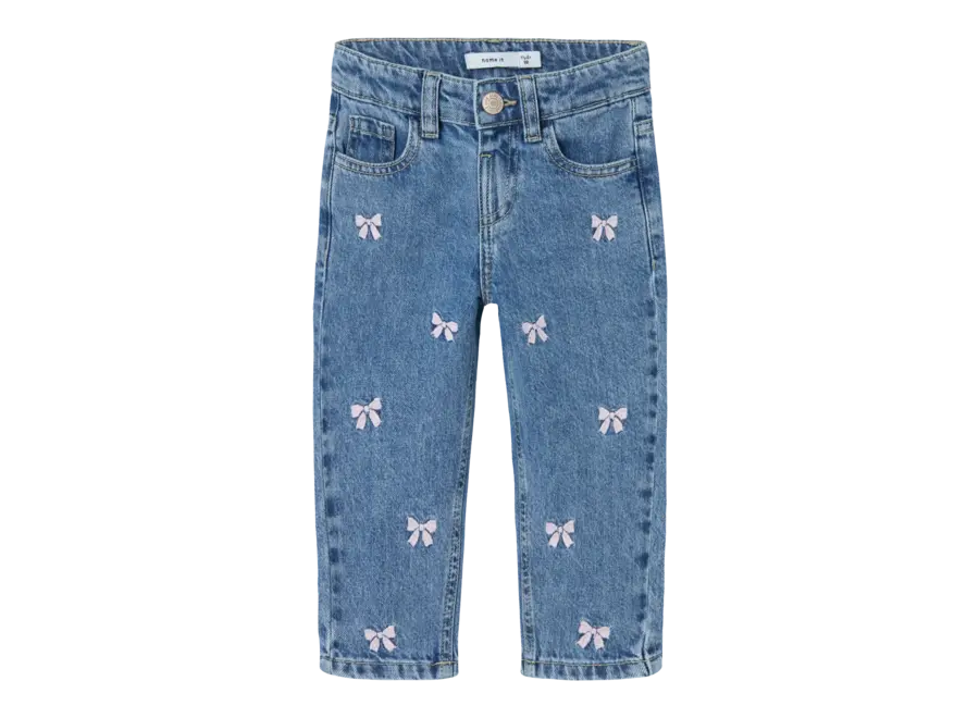 jeans bella mom fit roze strik medium blue