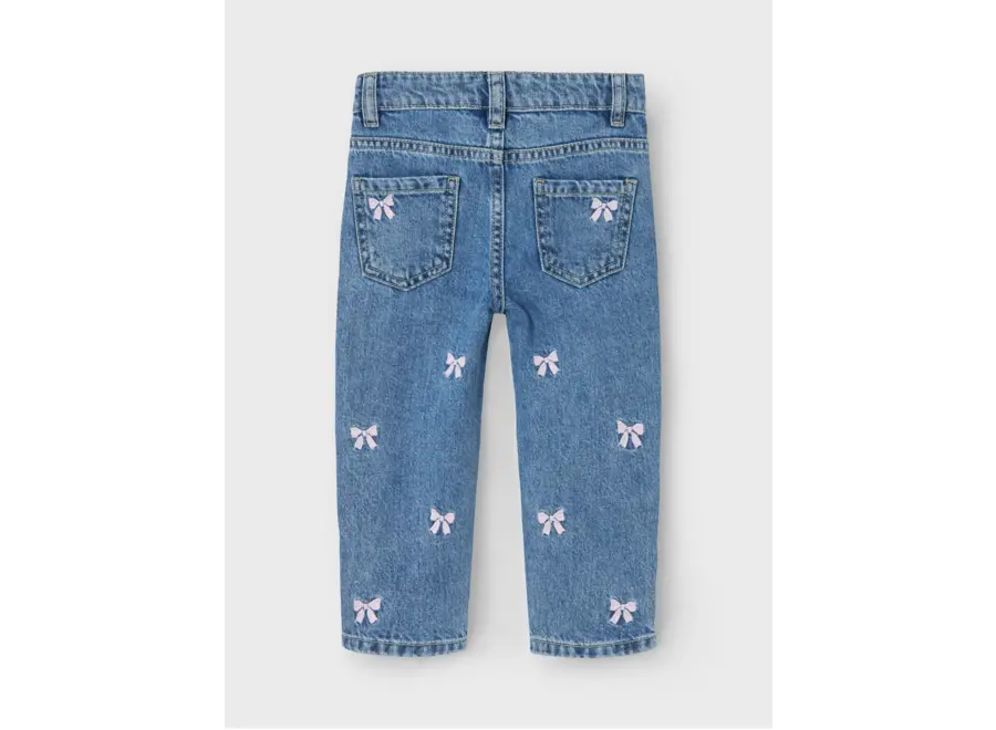 jeans bella mom fit roze strik medium blue