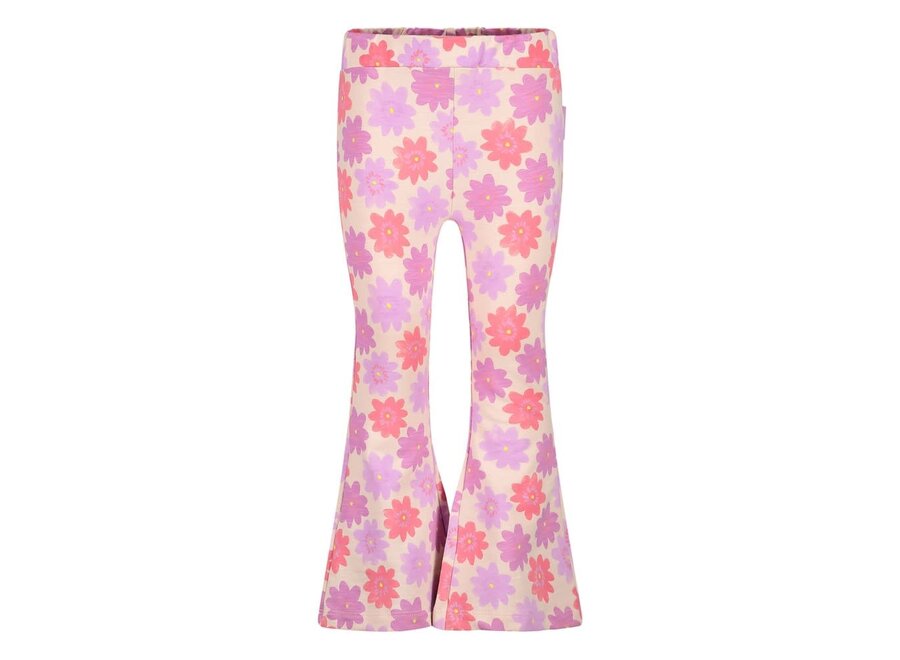 Flared broek AOP - Picknick Perfect Koraal