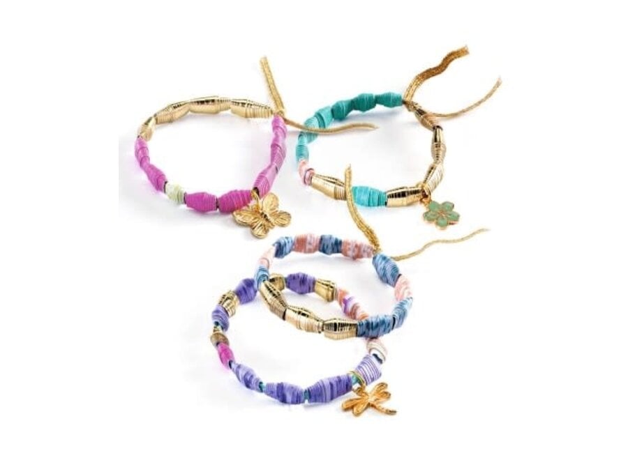 Knutselpakket armbandjes maken papieren kralen - stijlvol/goud
