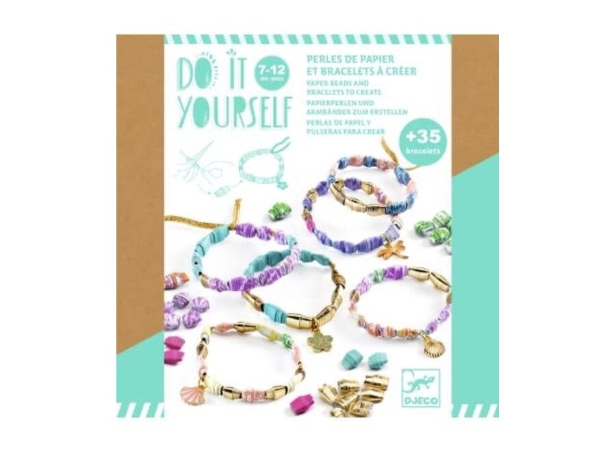 Knutselpakket armbandjes maken papieren kralen - stijlvol/goud