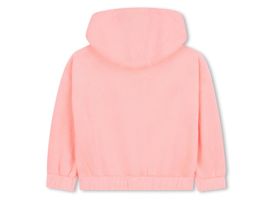 Corduroy hooded cardigan - Orange