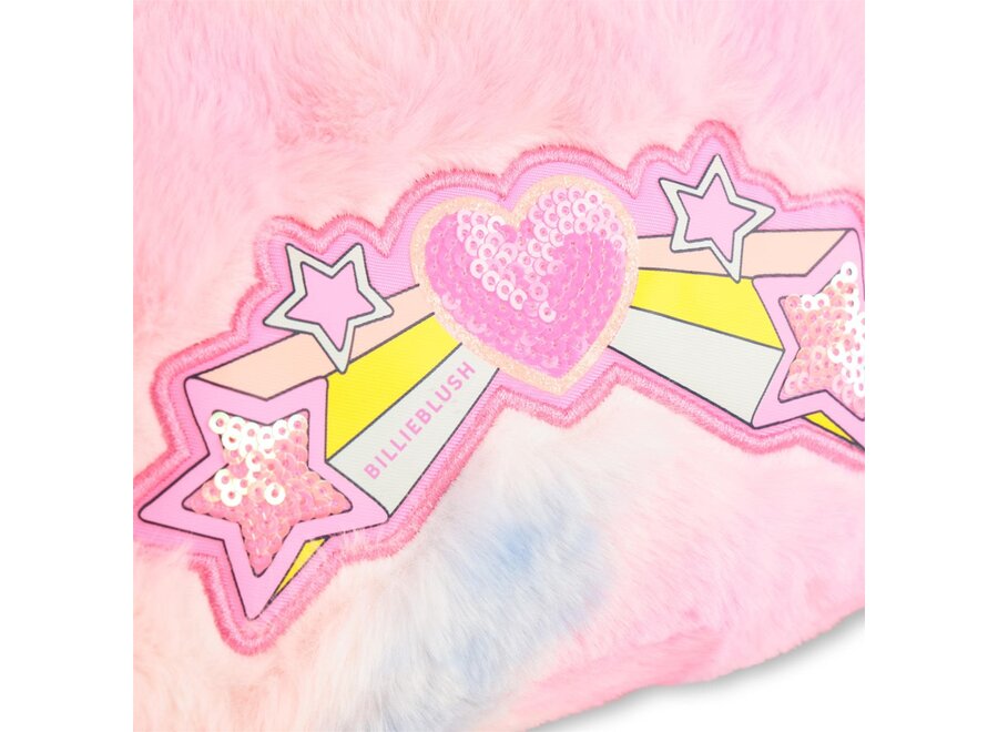Pencil case, multicolored faux fur - Pink