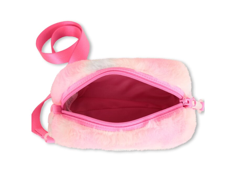 Pencil case, multicolored faux fur - Pink