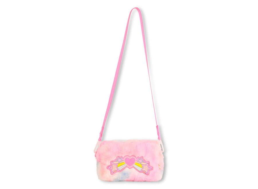 Pencil case, multicolored faux fur - Pink