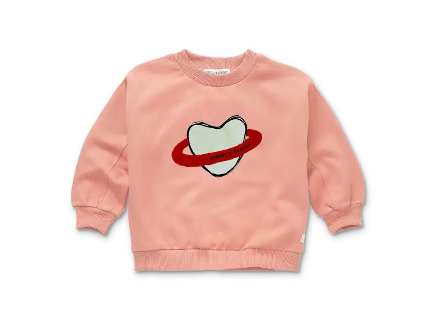 Sweatshirt heart saturn  Peach parfait