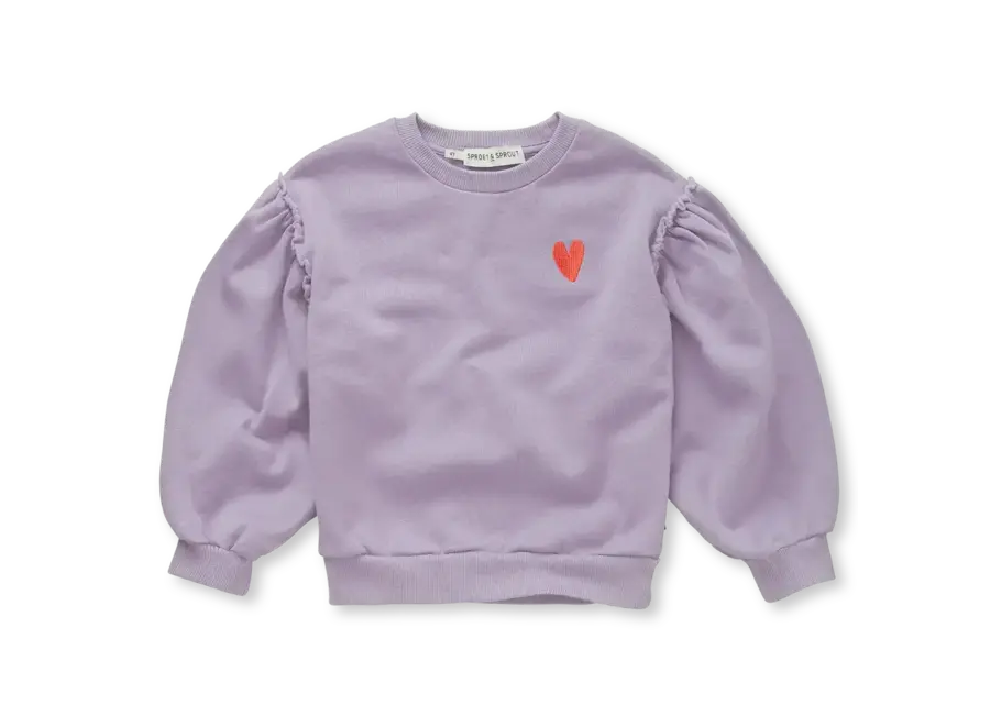 SWEATSHIRT PUFF SLEEVES HEART - Lavender