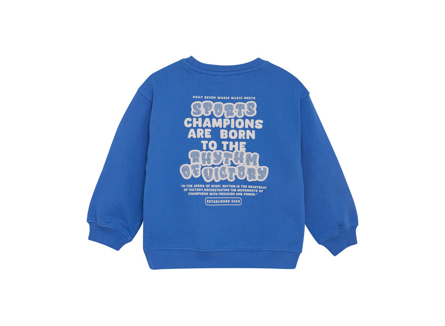 Oversized Sweater Textprint - Dusty Kobalt