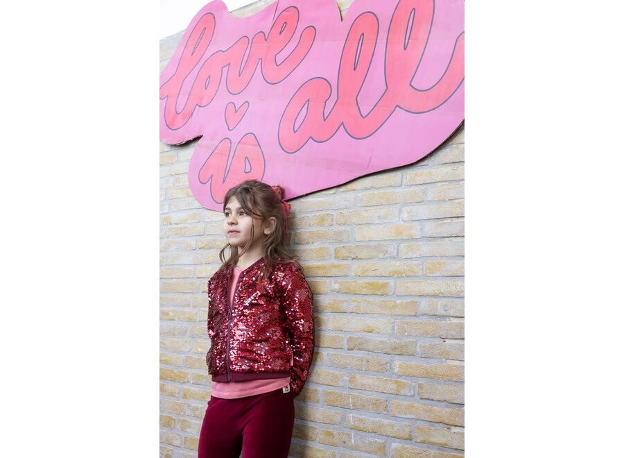 Pailetten bomberjack - Queen Of Hearts - Bordeaux