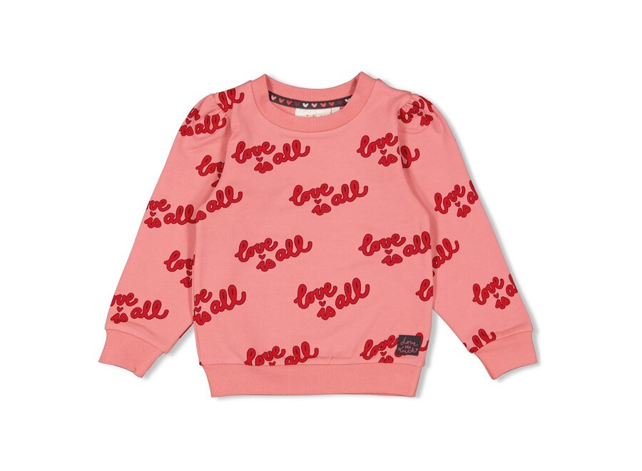 Sweater AOP - Queen Of Hearts - Licht roze
