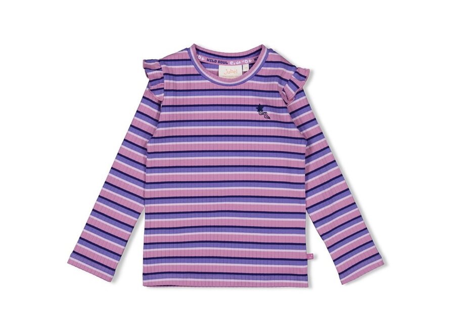 Longsleeve rib met streep - Wild Soul - Violet