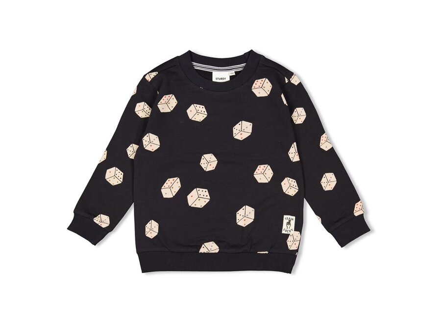 Sweater AOP - Couch Club - Zwart