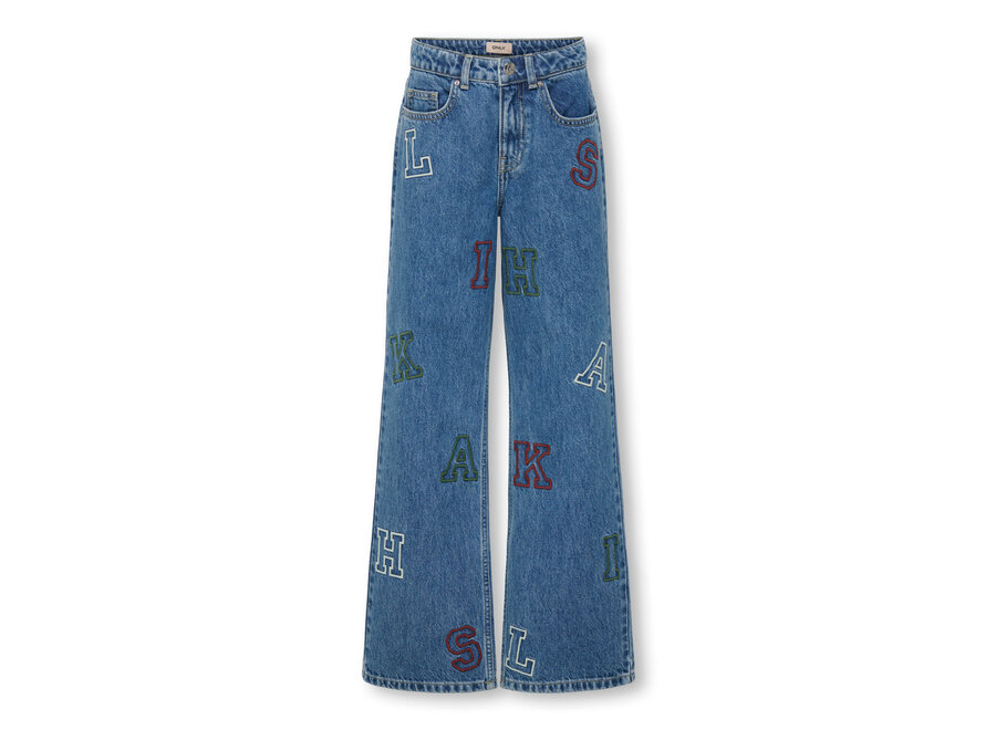 Juicy Wide leg college jeans - Medium blue - Den/Letters