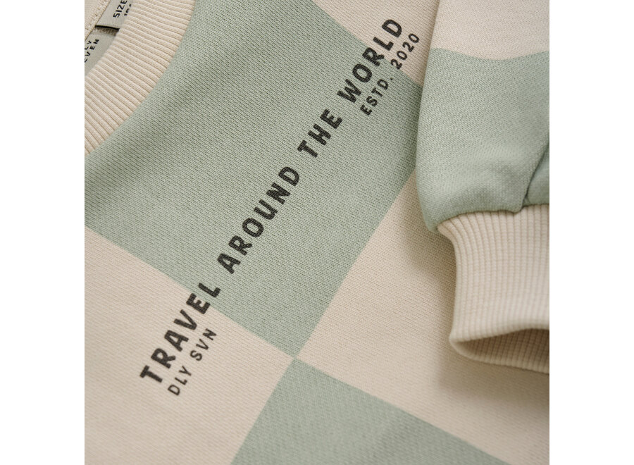 Oversized Sweater Check Print - Cool Mint