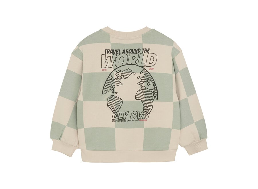 Oversized Sweater Check Print - Cool Mint