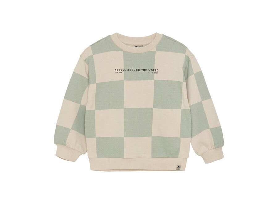 Oversized Sweater Check Print - Cool Mint