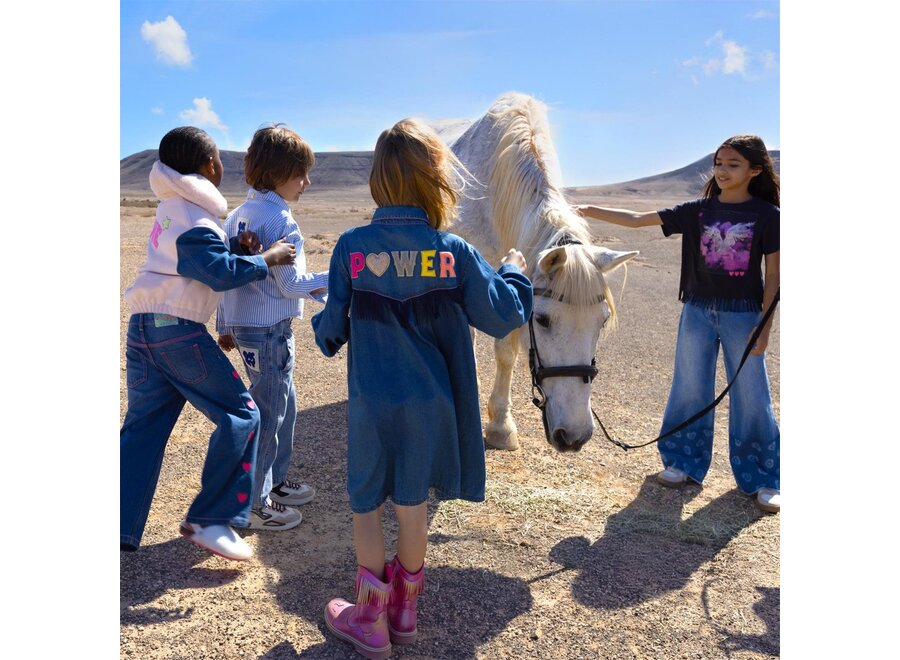 Jeans denim pants - Double stone - roze hart