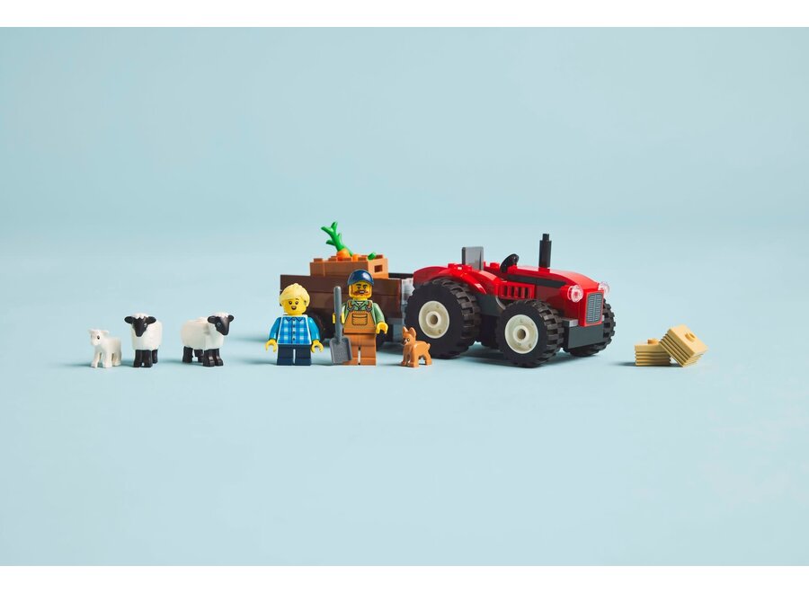 Lego - Rode tractor met aanhanger en schapen