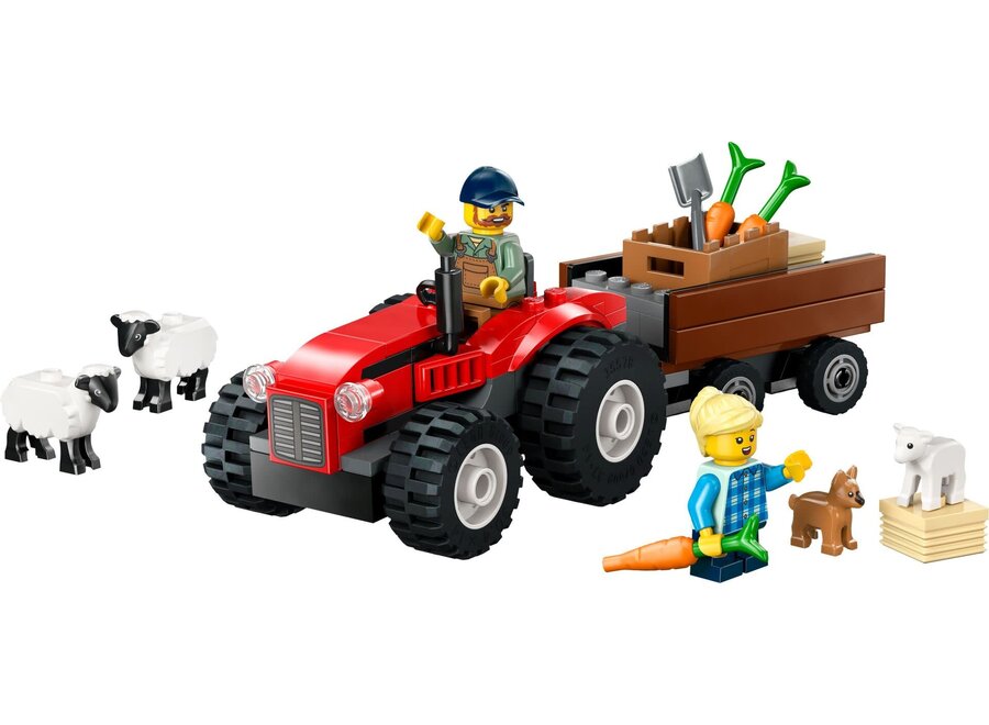 Lego - Rode tractor met aanhanger en schapen