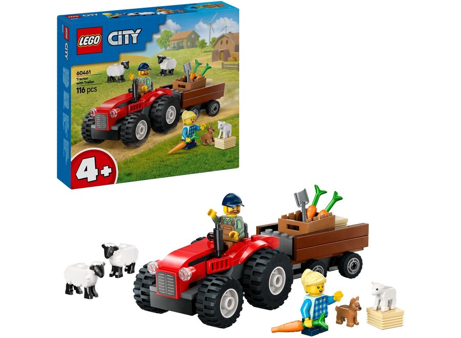 Lego - Rode tractor met aanhanger en schapen