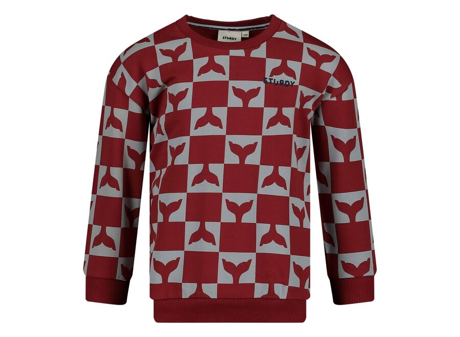 Sweater AOP - Waves and Whales - Bordeaux