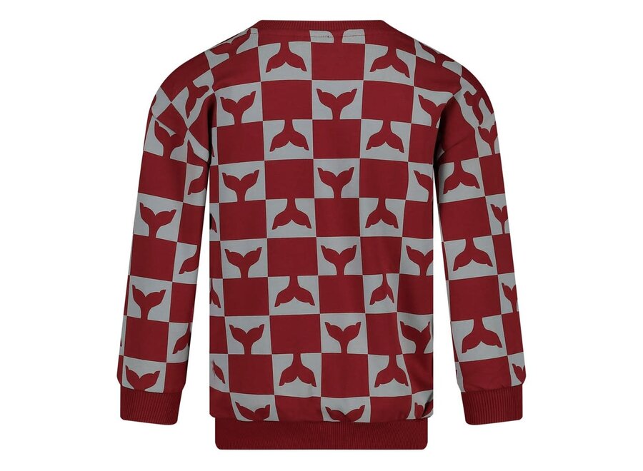 Sweater AOP - Waves and Whales - Bordeaux