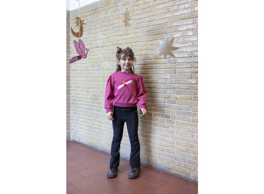 Flared broek velours rib - Shine Bright - Antraciet