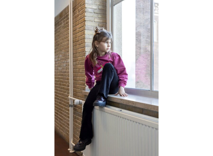 Flared broek velours rib - Shine Bright - Antraciet