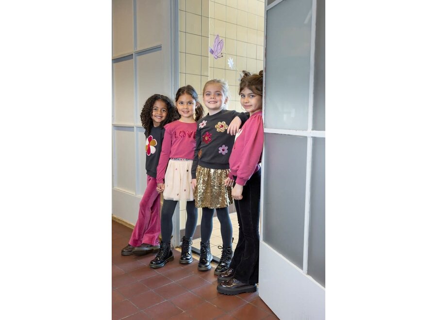 Flared broek velours rib - Shine Bright - Antraciet