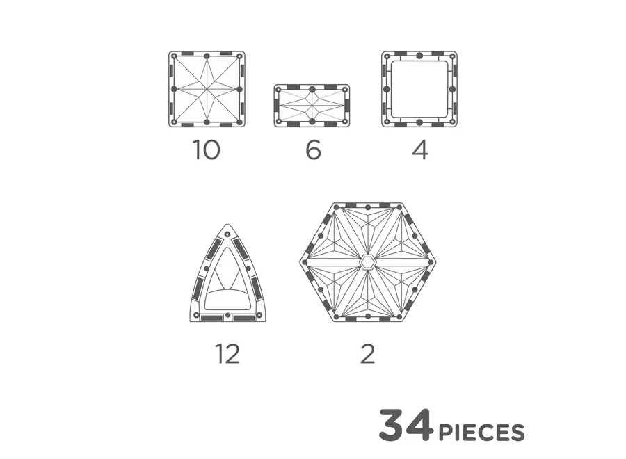 Small Curved Pack Pastel - Magnetisch speelgoed