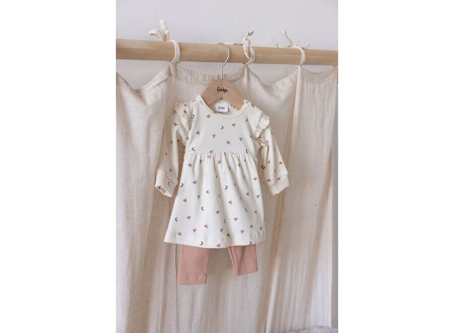 Jurk ruches rib AOP - Dancing In The Moonlight