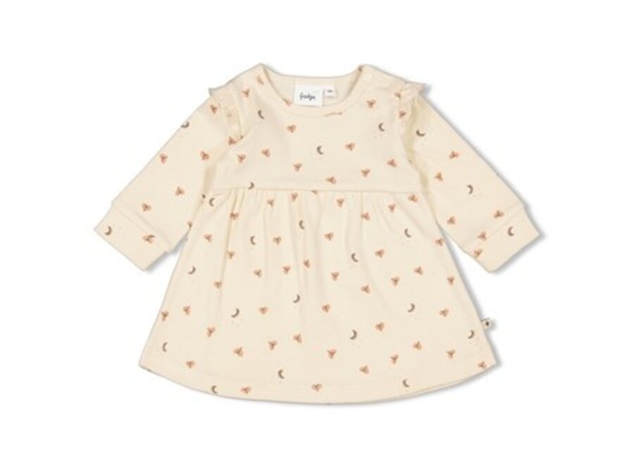 Jurk ruches rib AOP - Dancing In The Moonlight